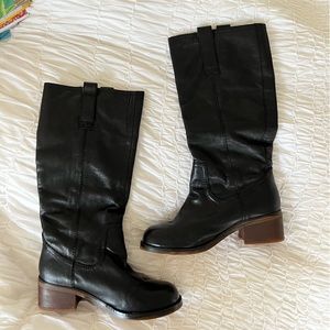 Steve Madden Foreway Tall Knee High Pull on Leather Boot Black Women's sz 7